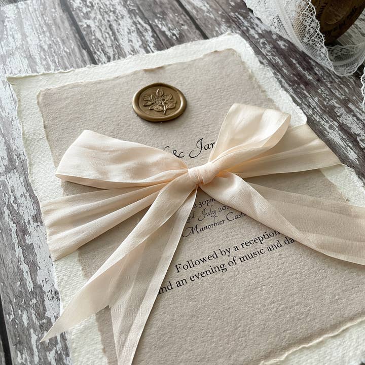 The Natural Paper Company - Wholesale Ribbon - Gift Wrapping - Silk Closed Edge Ribbon in Natural | Fine Silk Ribbon