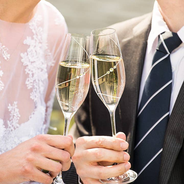 DIAMANTE – Engroshandel Champagneglas – Silhuet Champagne Fløjter prydet med Swarovski krystaller2