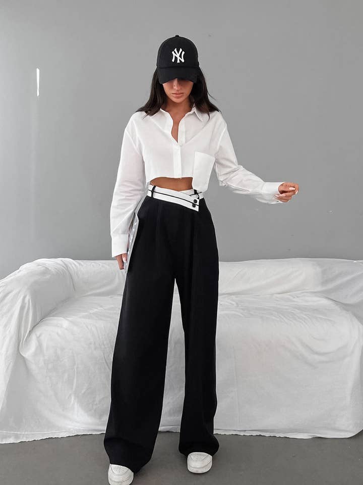 Black Contrast color suit trousers for wholesale on Faire11