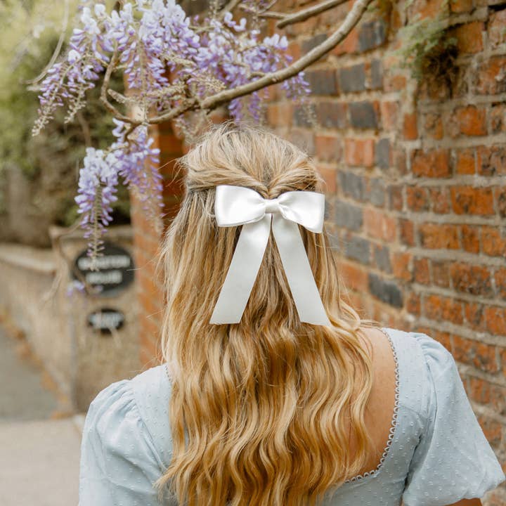 Silk Bridal Bow Barrette for wholesale by Tayla Tayla