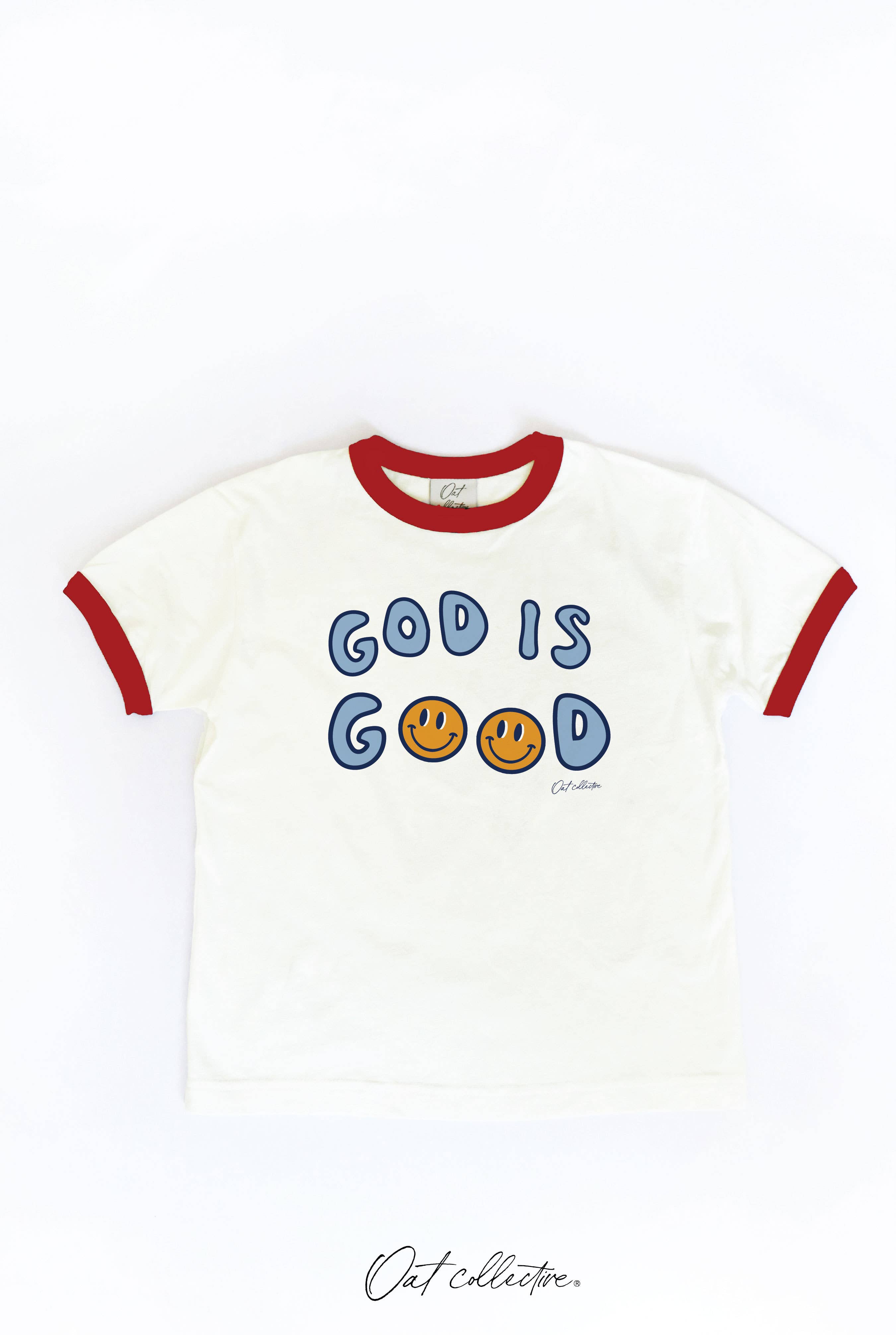 OAT COLLECTIVE – Engroshandel T-shirt med serigrafitryk – til børn – GOD IS GOOD Ringetrøje til småbørn5