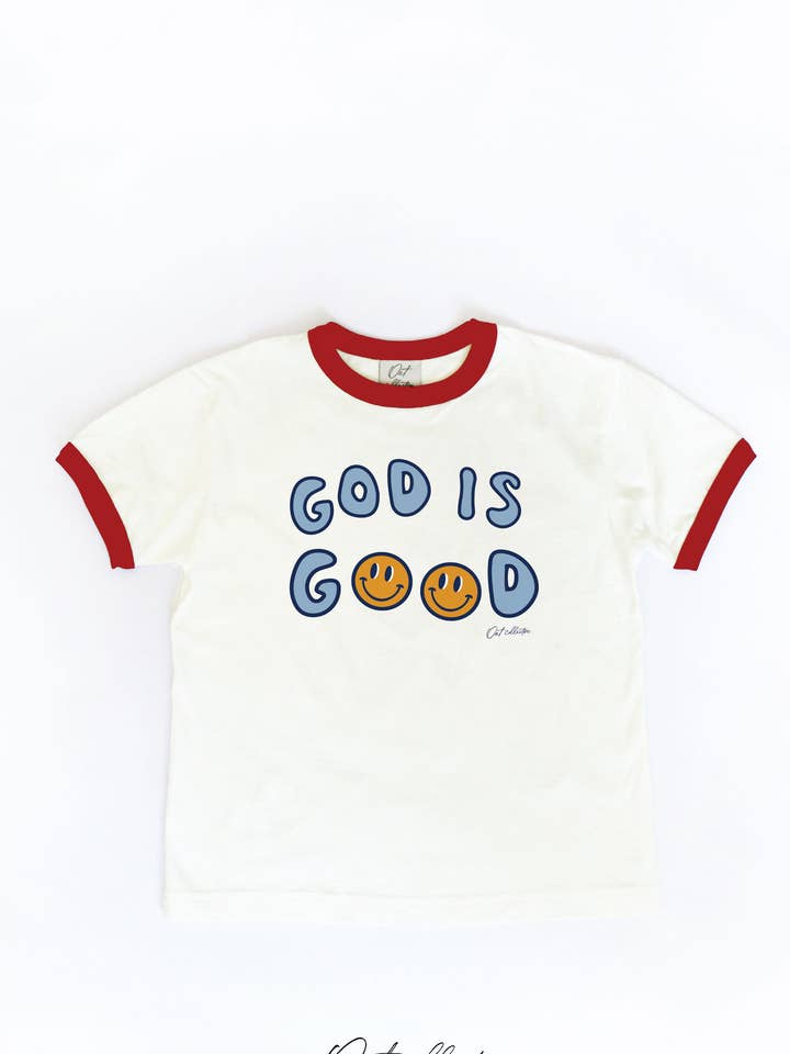 OAT COLLECTIVE - Wholesale Screen Printed T-Shirt - Kids - GOD IS GOOD Toddler Ringer Graphic Top5