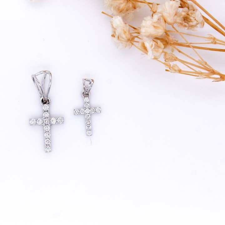 Diamond Cross Stud Pendant 0.1 ct for wholesale by Nova Jewels LA