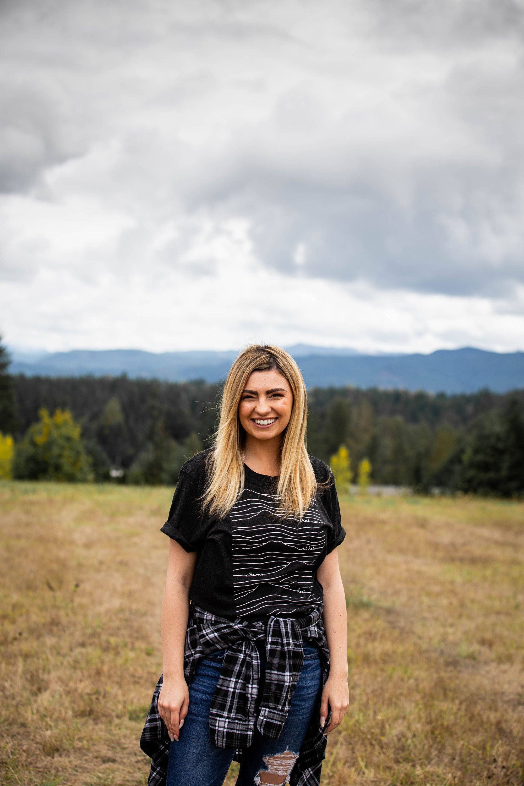 Forever Northwest - Wholesale Screen Printed T-Shirt - Women's - Cascade Mountain Range T-shirt - Charcoal3