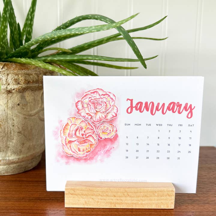 2025 Birth Month Flowers Desktop Calendar 5.5 x 4.25" Floral for wholesale by Art Reflects Light