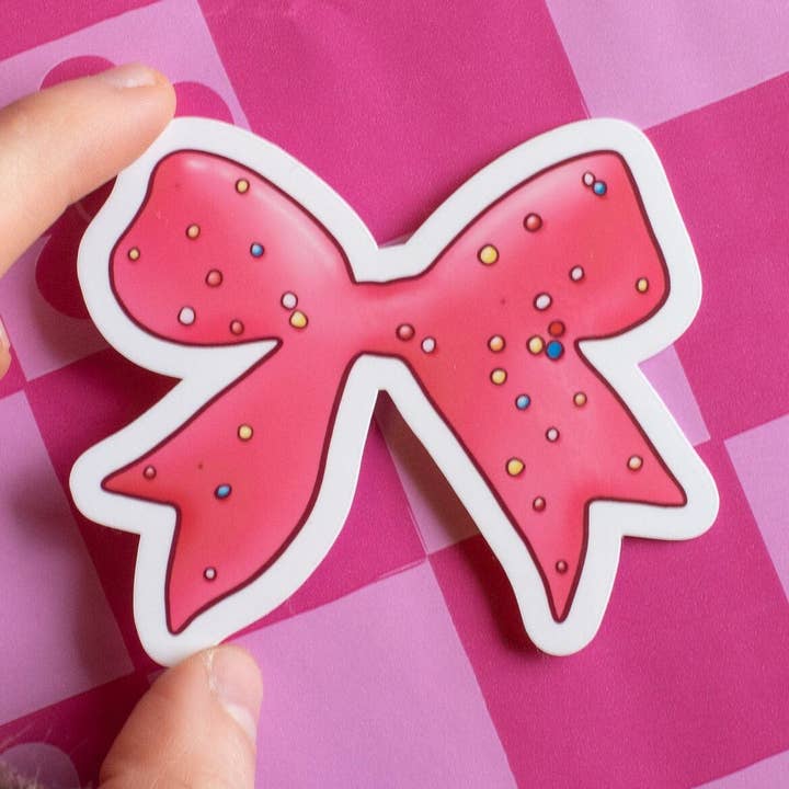 Frosted Animal Cookie Bow Vinyl Sticker for wholesale by Doctor Scribble
