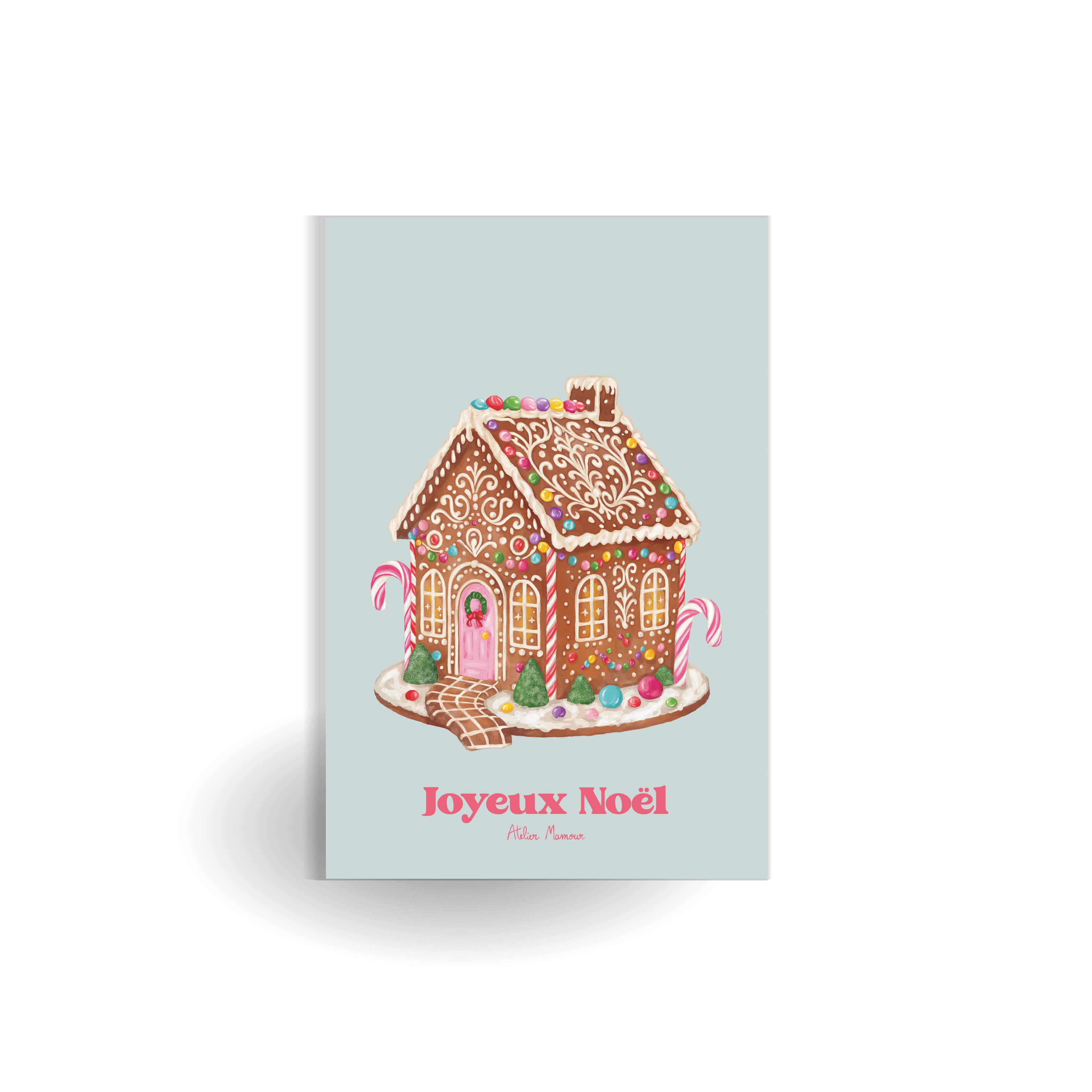 Atelier Mamour - Wholesale Everyday Greeting Card - " Merry Christmas - Blue Gingerbread "1