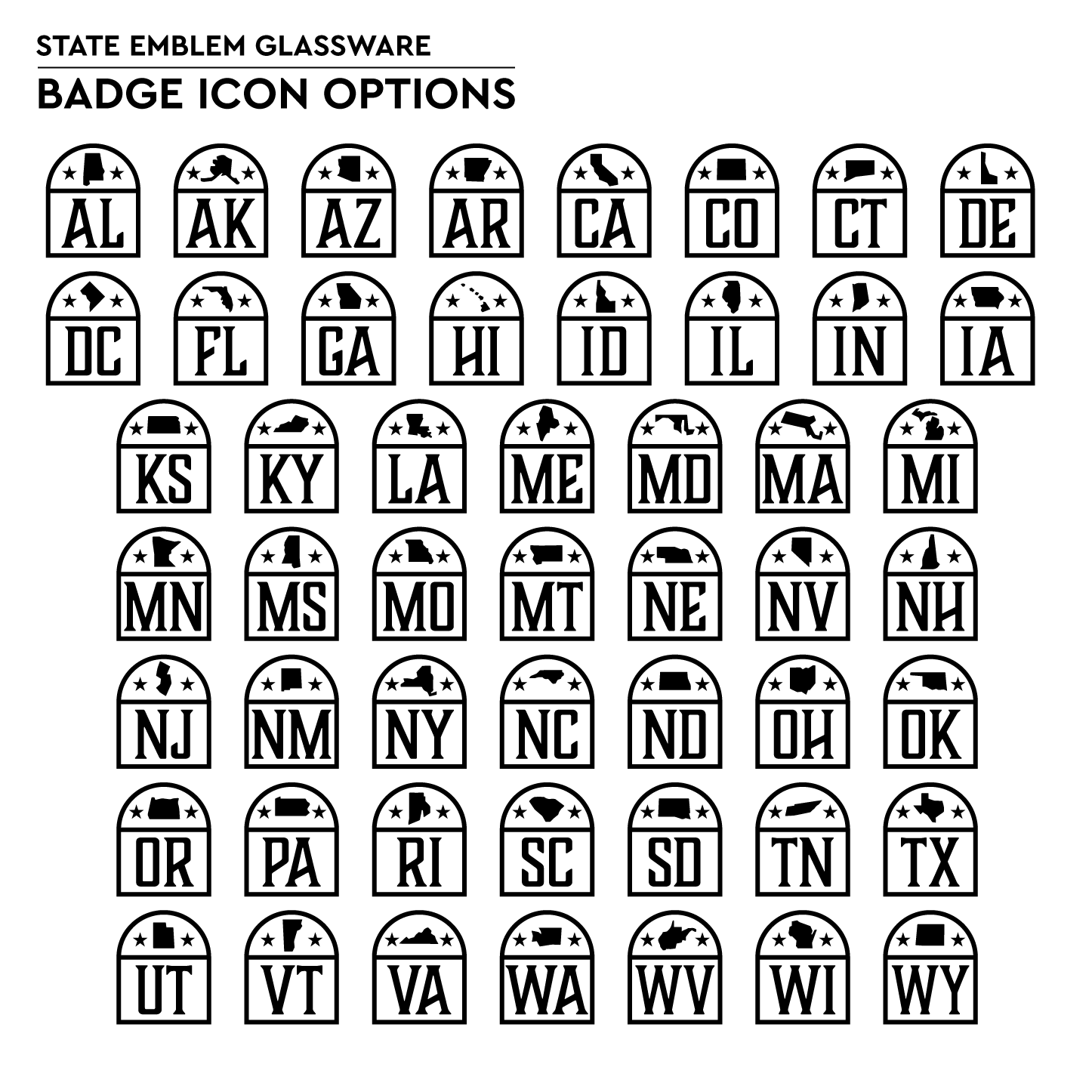 Well Told - Wholesale Coffee Mug - State Emblems - Etched Glass Tea / Coffee Mug - 13 oz1