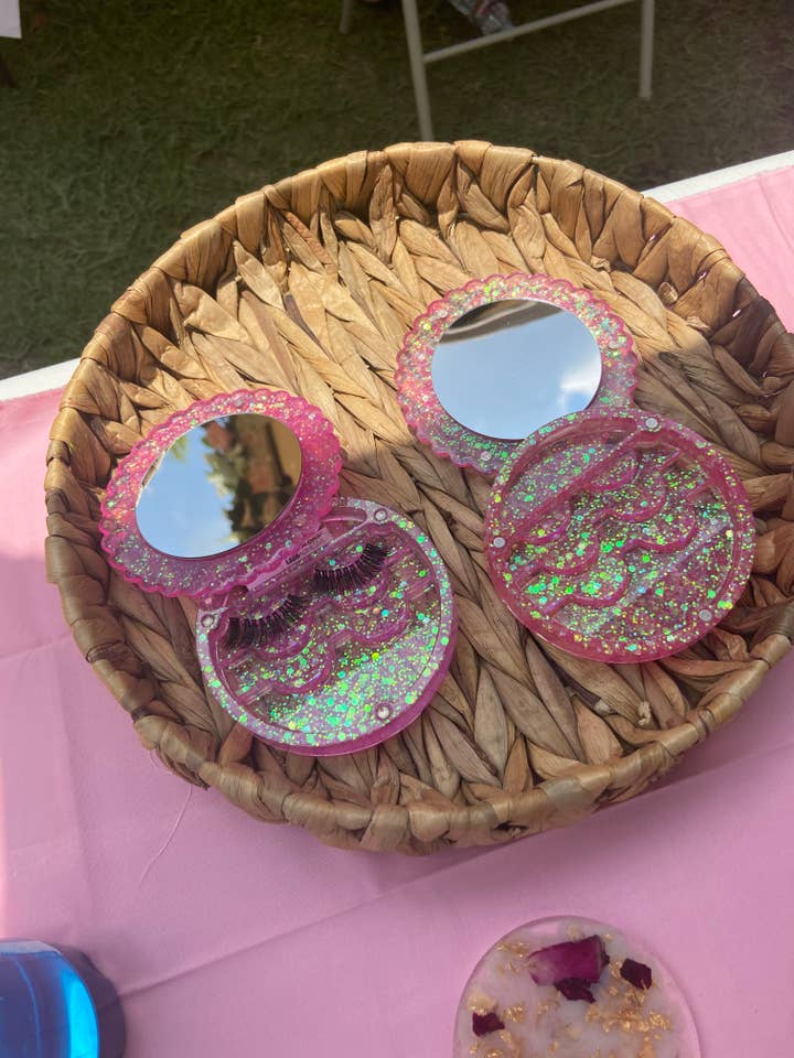 Pink Crystal Eyelash Case | False Eyelash Case | Lash Case for wholesale by KraftzbyKenzie