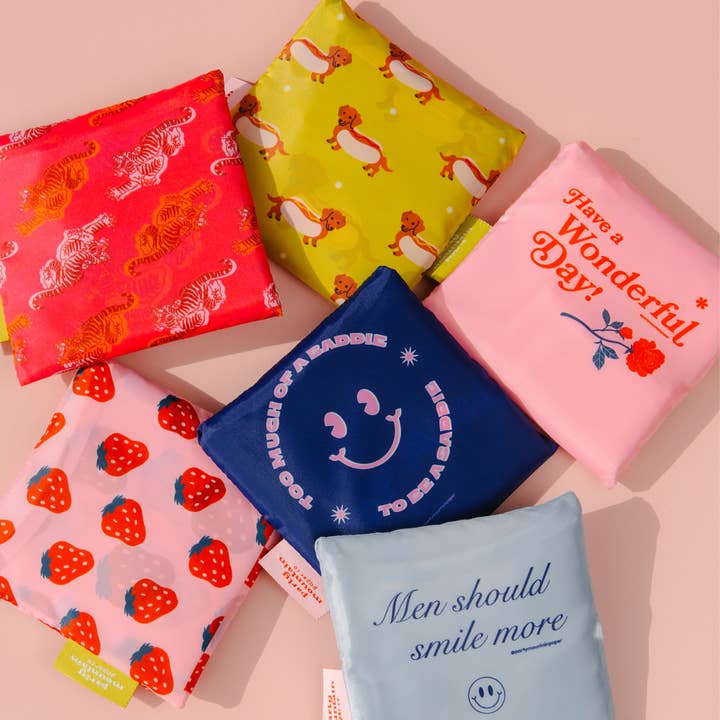 Party Mountain Paper co. - Wholesale Grocery/Shopping Bag - Baddie & Saddie Foldable Nylon Tote | Last Chance