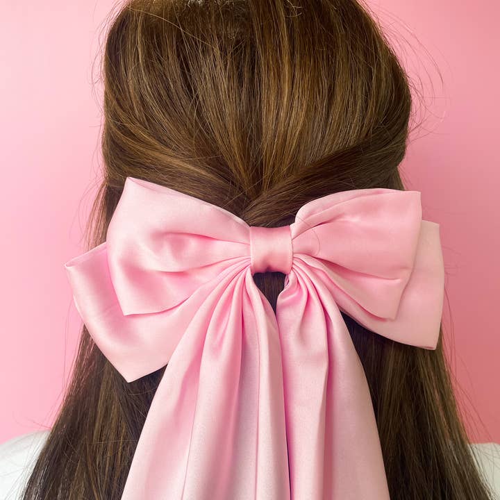 Rock Paper Scissors - Wholesale Hair Bow - Women's - Silky Oversized Ribbon Hair Bow Barrette