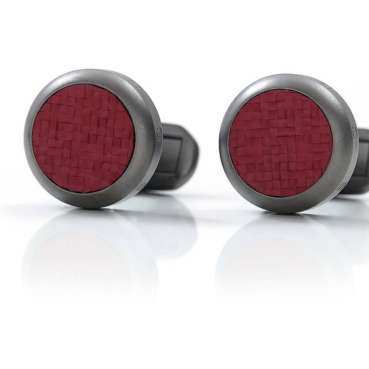 CUFFLINKS "So Leanschi" med rubinrød gummi for engroshandel hos LEANSCHI