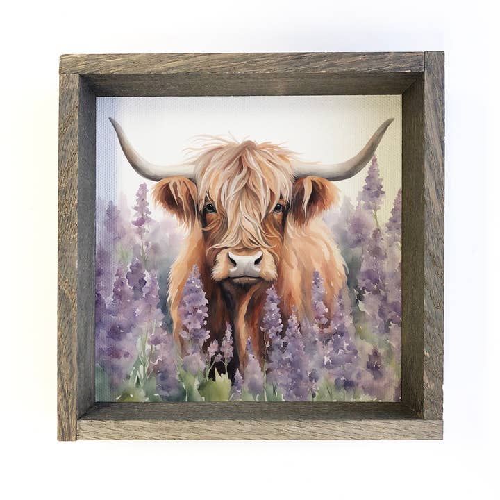 Highland Cow Lavender Fields - Springtime Highland Cow for wholesale by Hangout Home
