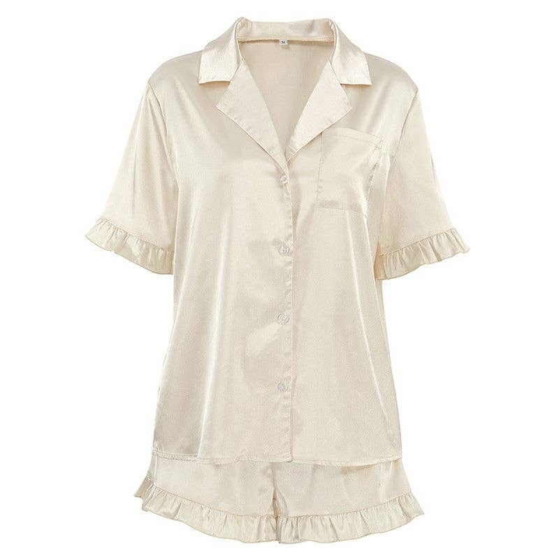 Champagne Ensemble de pyjama à manches courtes Lotus Trim en vente sur Faire4