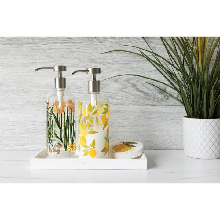 Danica Brands - Wholesale Soap dispenser - Lemons Glass Soap Pump1