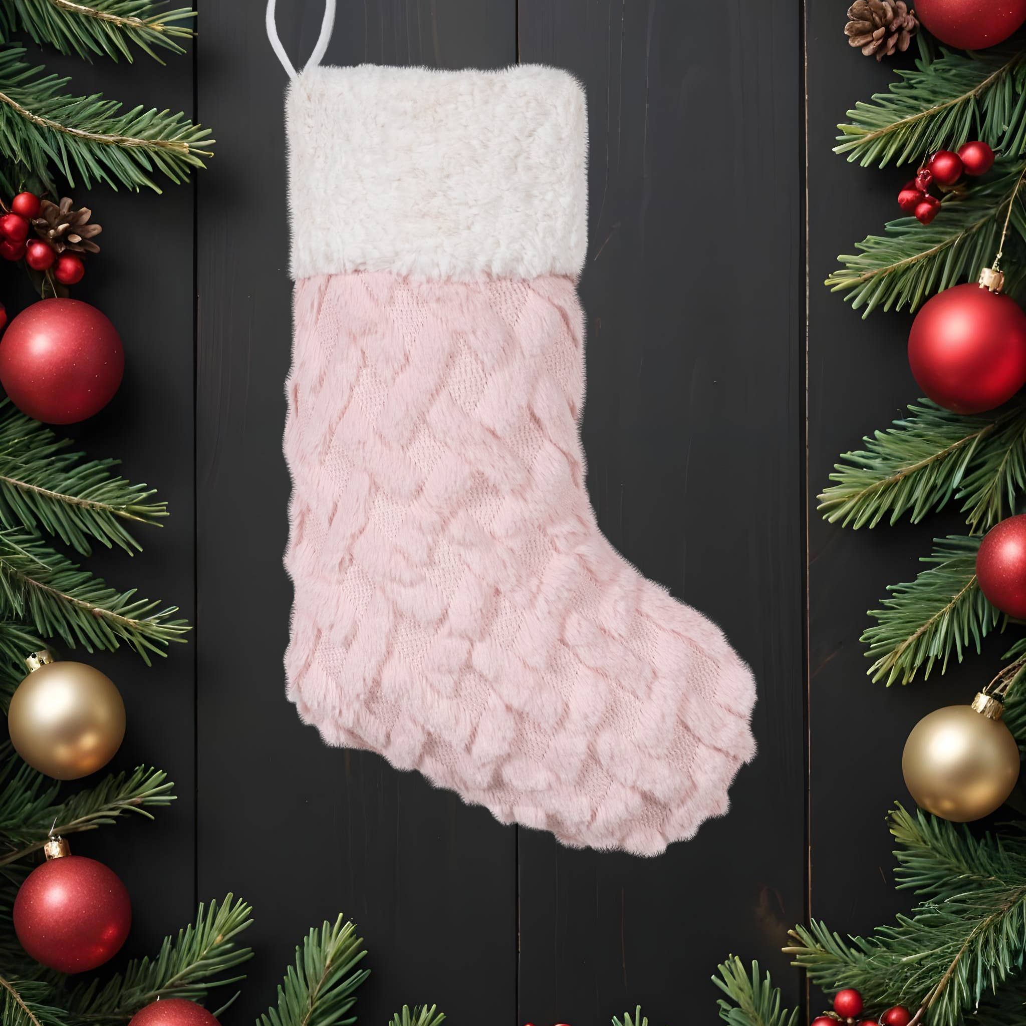 GEXWORLDWIDE - Vente Collants festifs - Chaussettes de Noël douces brodées tons roses4
