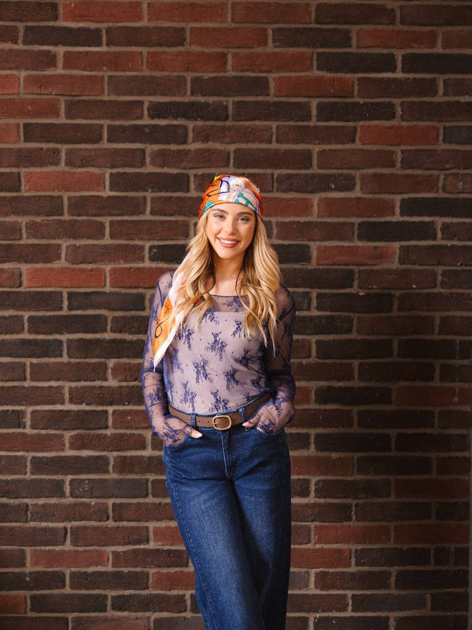 Mesh Long-sleeve Top, Navy for wholesale on Faire6