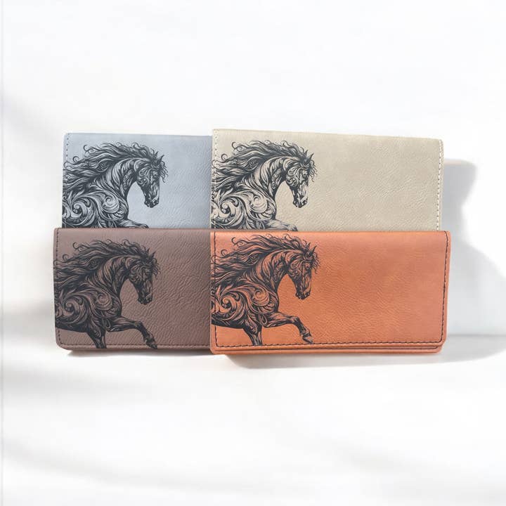 The Krafty Equestrian - Wholesale Wallet - Unisex - Horse design checkbook cover, 4 colors to choose from!