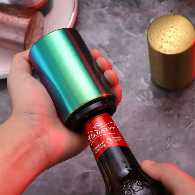 Otterware – wholesale Flask-/vinöppnare – Automatisk tryck-ner kapsylöppnare (rostfritt stål)15