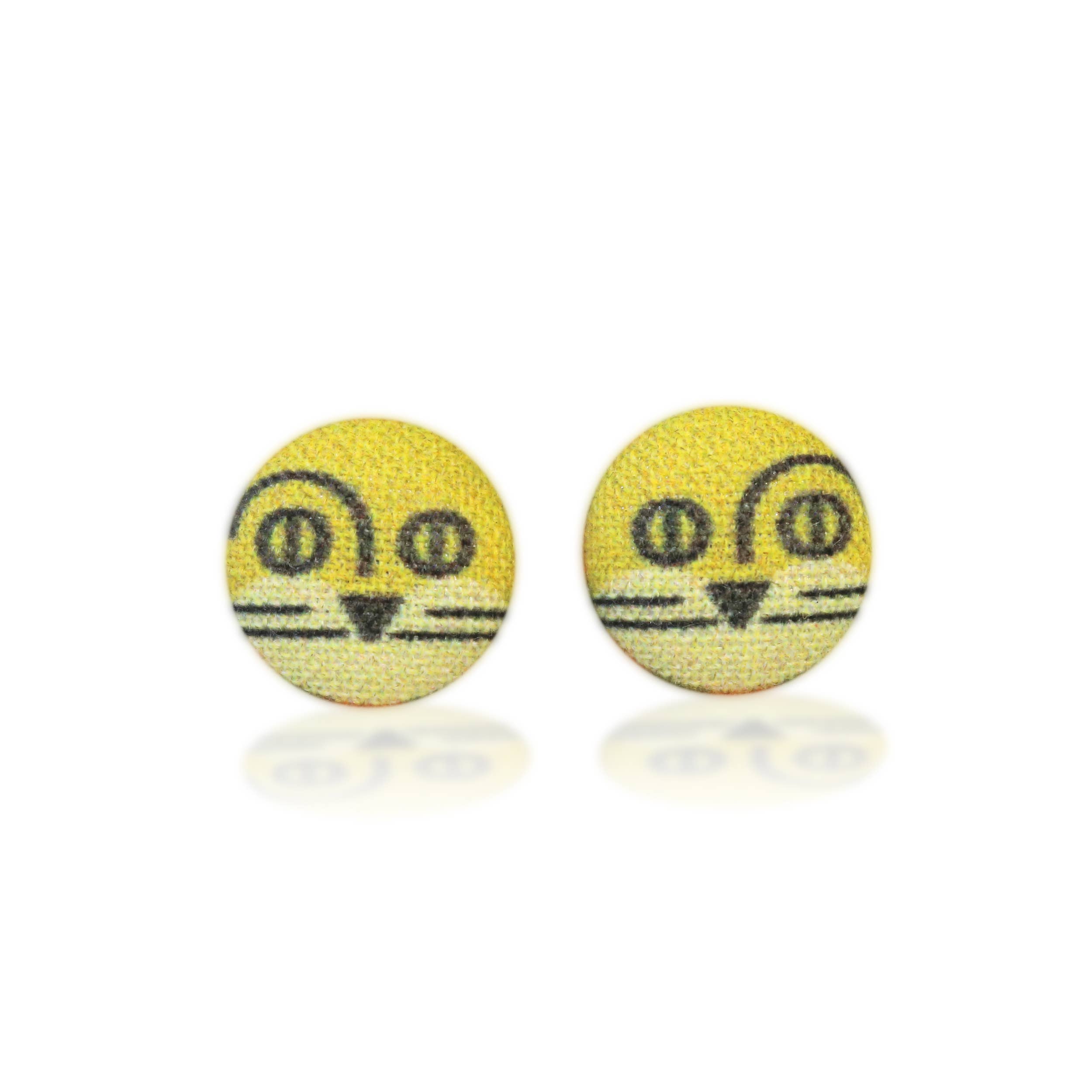 Rachel O's - Wholesale Stud/Post Earrings - Retro Lion Fabric Button Earrings1