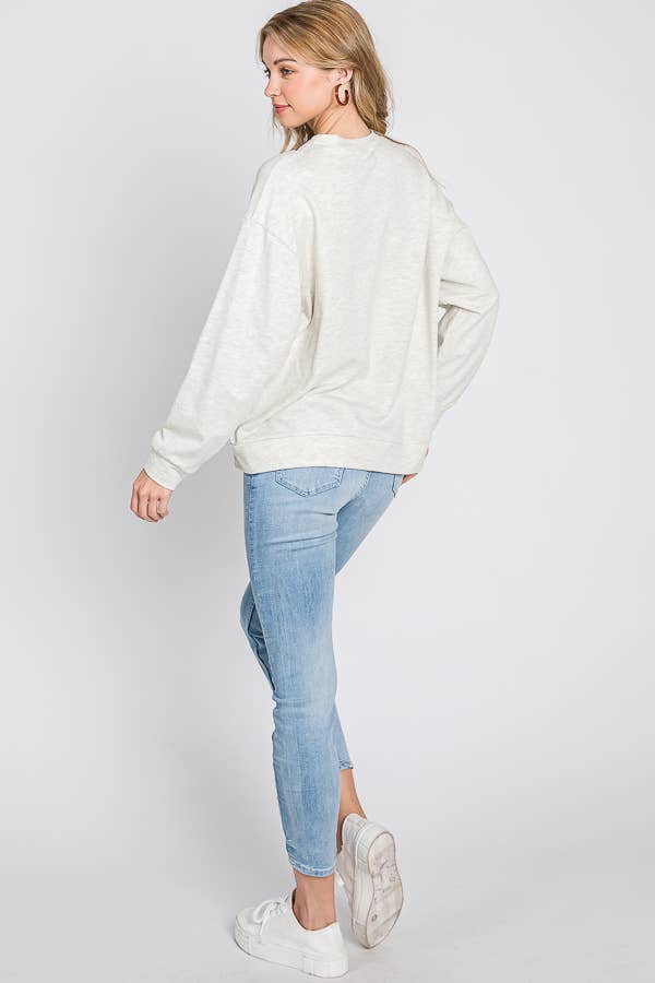 FARINA D'AVENA maglione con grafica «be happy and smile» con faccina felice in vendita all'ingrosso su Faire10