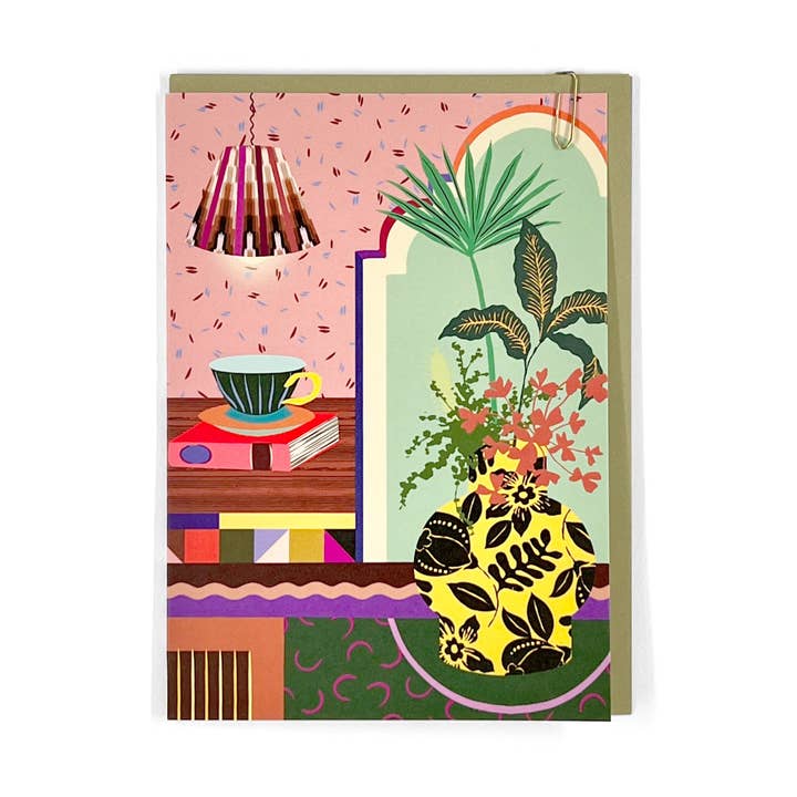 Teacup Botanical Lifestyle Abstract Interiors Greeting Card for wholesale by Pavilion