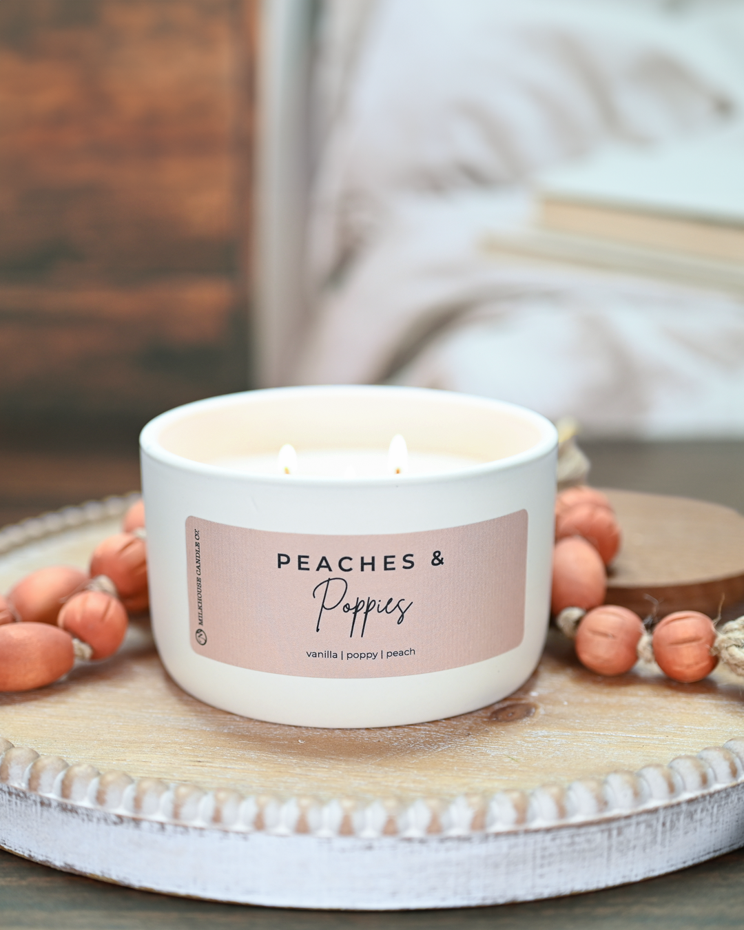 Milkhouse Candle Company - Wholesale Jar/Filled Candle - Peaches & Poppies | 10 oz Signature Statement Candle1