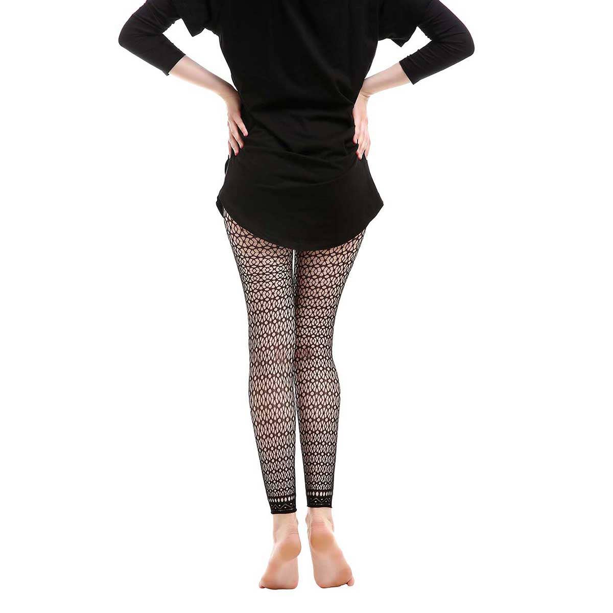 Mad Style - Wholesale Fashion Leggings - Women's - Spiro Black Fishnet Abstract Leggings1