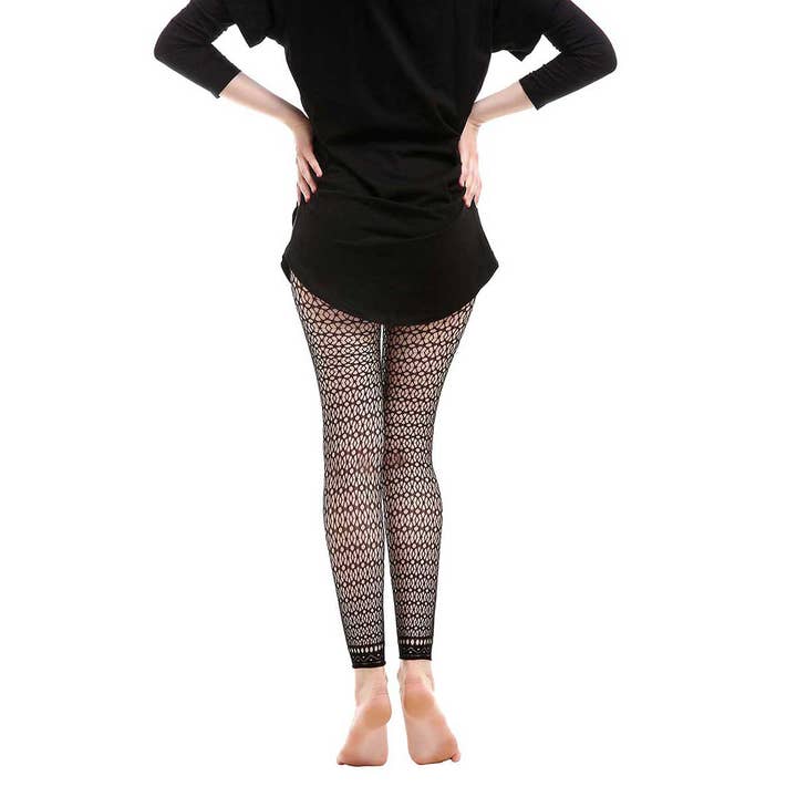 Mad Style - Wholesale Fashion Leggings - Women's - Spiro Black Fishnet Abstract Leggings1