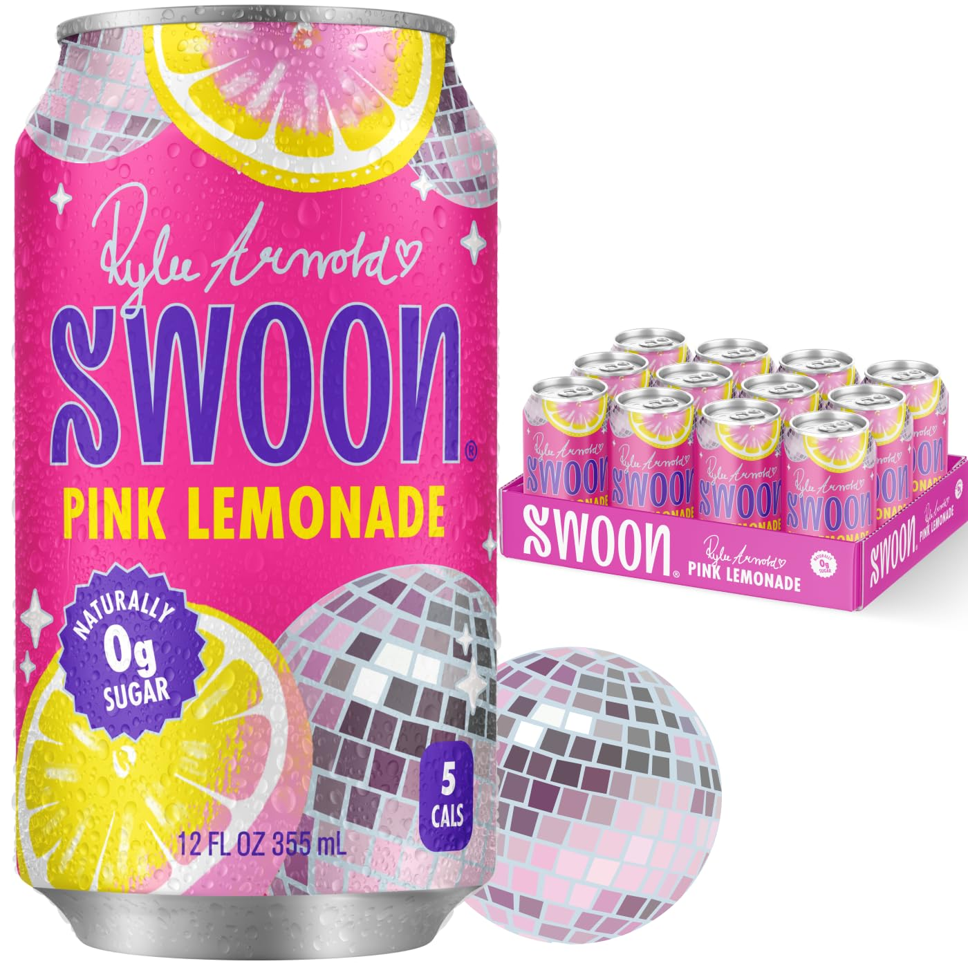 EcoQuality - Wholesale Fruit Juice - 12oz Swoon Pink Lemonade Zero Sugar Refreshing Drink Pack of 120