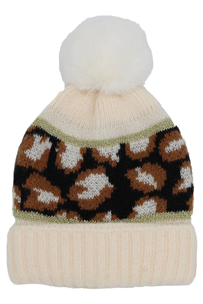 Hana – wholesale Beanie – Women's – Leopard PomPom Beanie4
