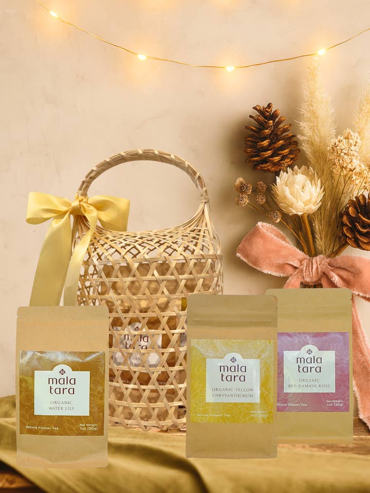 Daily Essential Glow Gift Basket for wholesale by Mala Tara