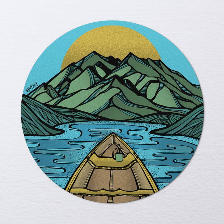 Coffee & Canoe Sticker for wholesale by Kylee Firlit Creative