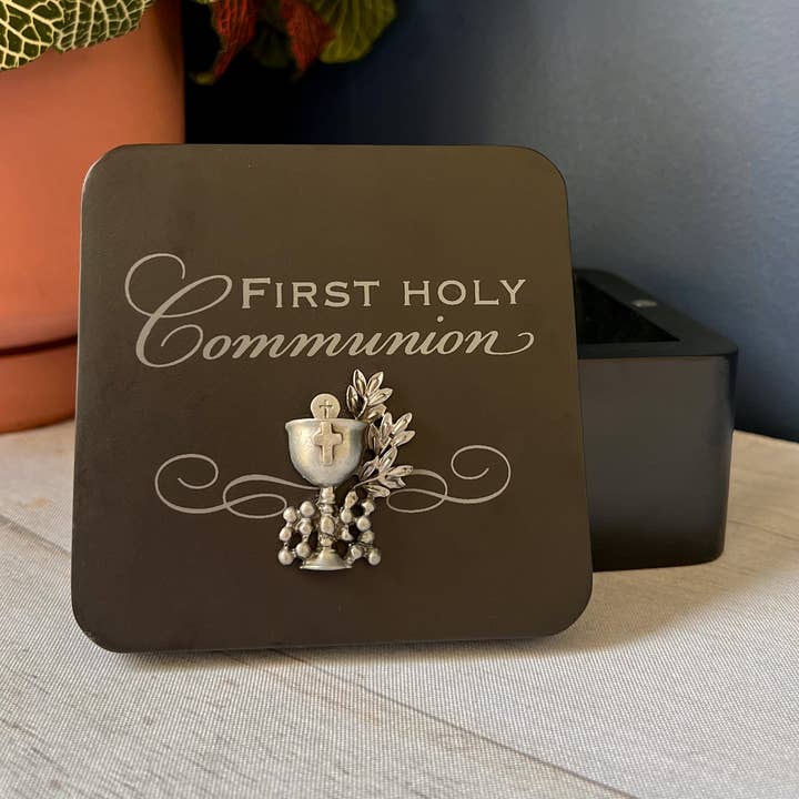 Communion Black Keepsake Box for wholesale by Abbey + CA Gift