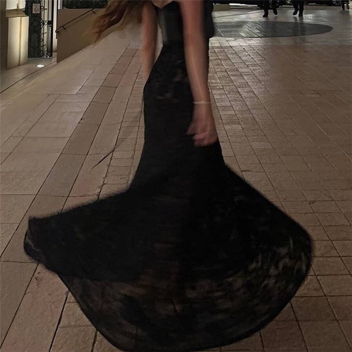 Black Sheer Backless Camisole Maxi Dress for wholesale on Faire