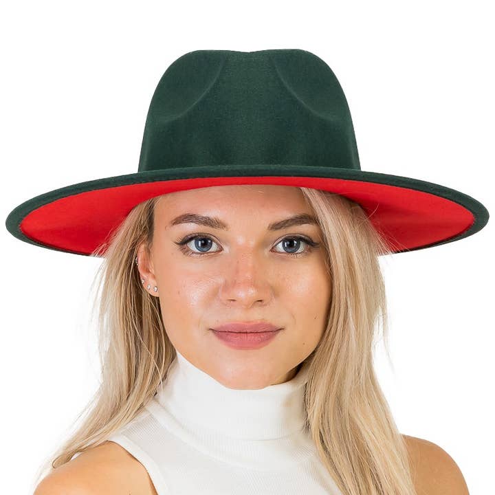 Cap Zone - Wholesale Fedora - Women's - Premium Two Tone Fedora Wide Brim With Belt