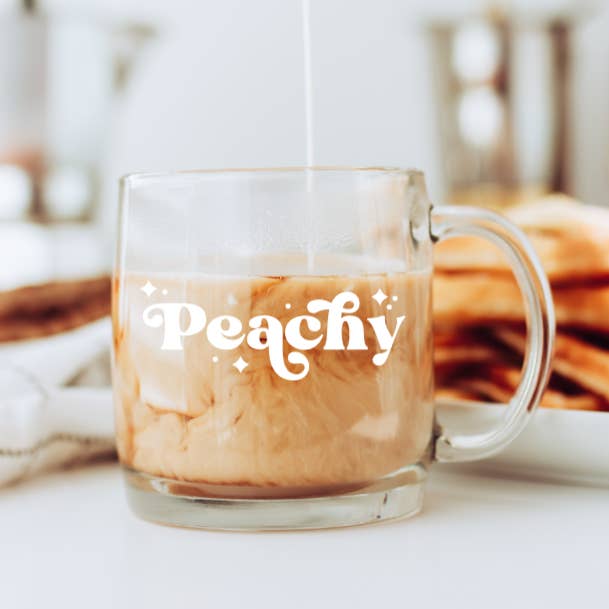 Peachy Glass Coffee Mug for wholesale by Willow & Ivy