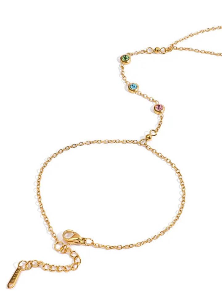 Make it Sparkle- PVD CZ Hand Chain- Waterproof for wholesale by HoopLa