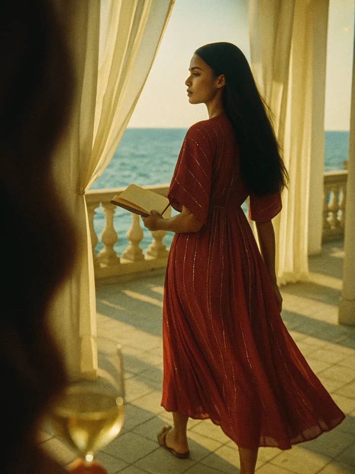 Soléa - Wholesale Dress - Women's - Scarlet Striped Sequin Midi Dress1