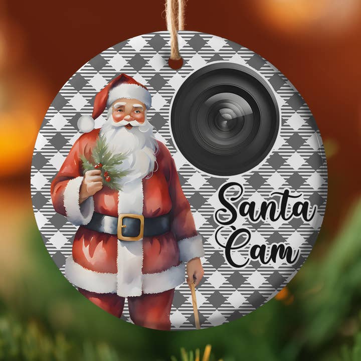 Pläd Santa Cam Prydnad | Rolig prydnad Kid Christmas för wholesale av The Game Day Family