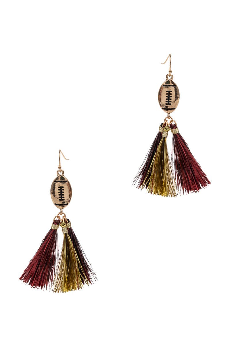 Designature New York - Wholesale Tassel Earrings - Game Day Football Shaped Tassel Hook Earrings3