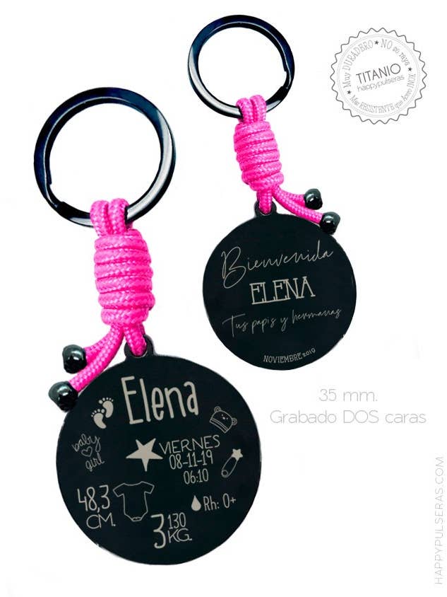 Chaveiro de titânio e cordão de Natal gravado a cores 35 mm. por atacado de Happypulseras