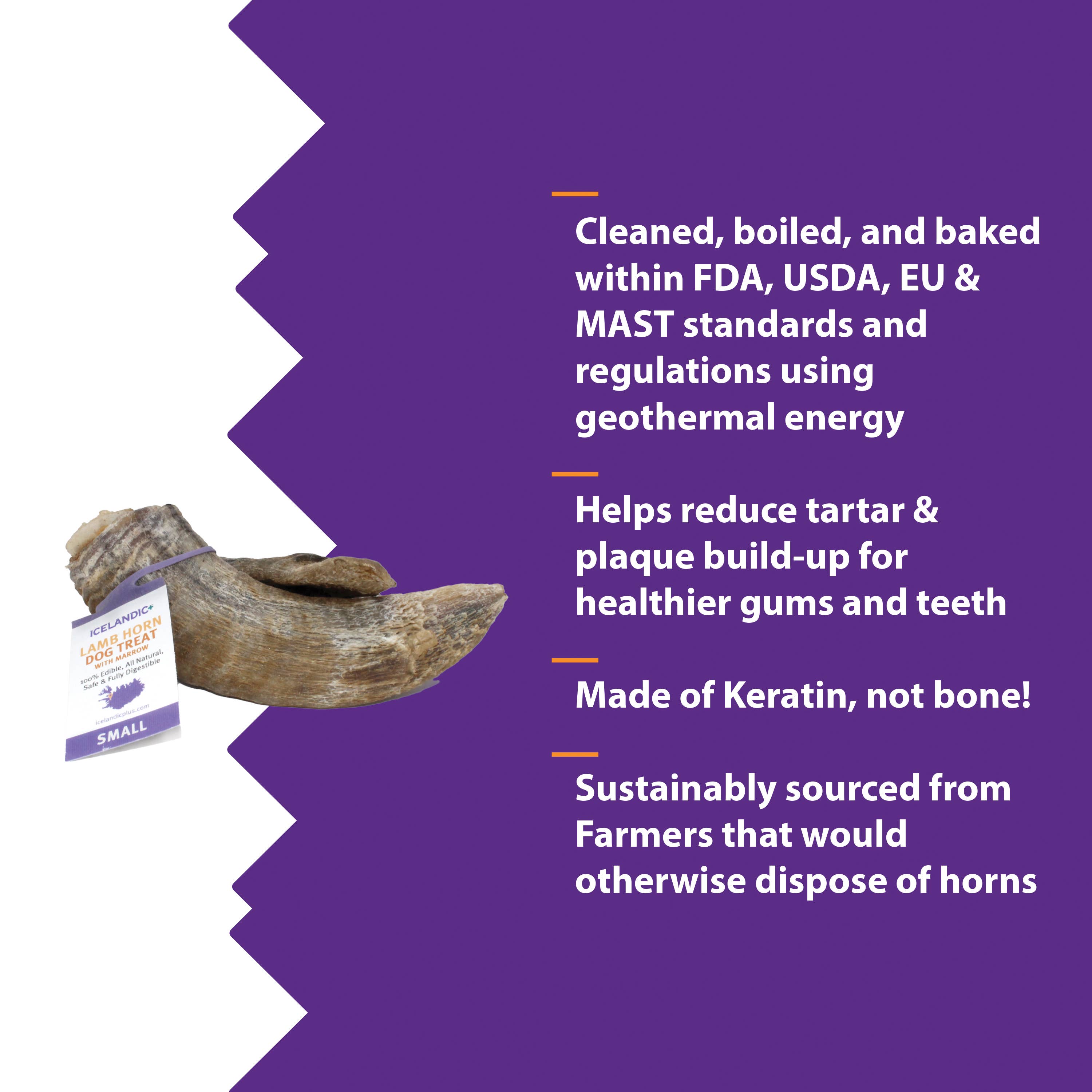 Icelandic+ - Wholesale Pet Treats - Dog - Icelandic+ Small Lamb Horn with Marrow Dog Treat2