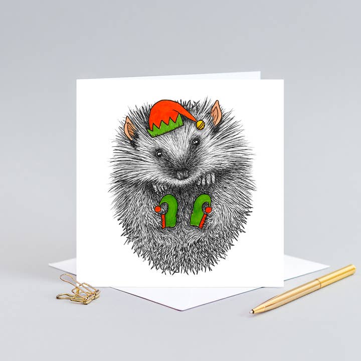 Tier-Weihnachtskarte — Igel//British Wildlife//Umweltfreundliche Weihnachtskarten für den Großhandel von Wild Lines