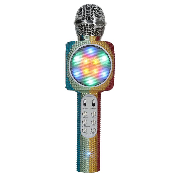 Rainbow Bling Karaoke Microphone & Bluetooth Speaker for wholesale by Trend Tech Brands