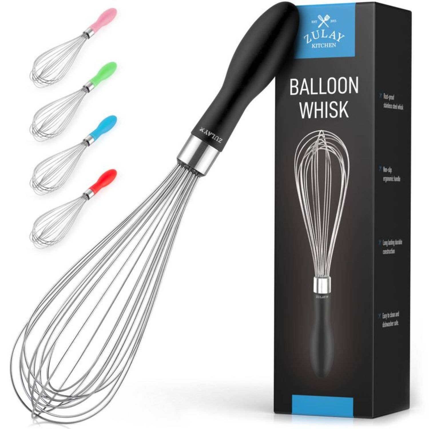 Zulay Kitchen – wholesale Visp – Ballong rostfritt stål visp med mjukt silikon handtag1