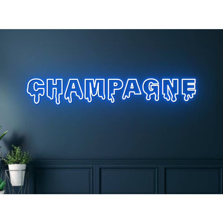 Glow Neon - Venta al por mayor Letrero de neón - Letrero de neón color champán, decoración con luces LED para pared de bar de champán