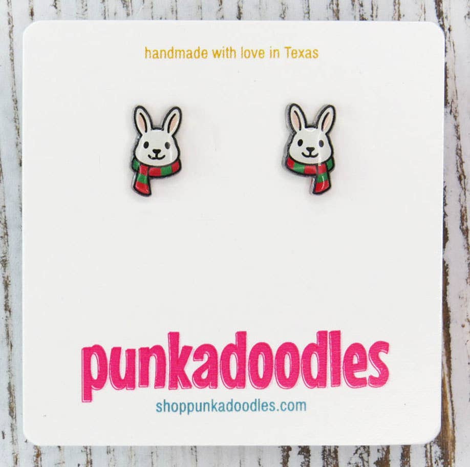 Punkadoodles.co - Wholesale Stud/Post Earrings - Christmas Rabbit Earrings0