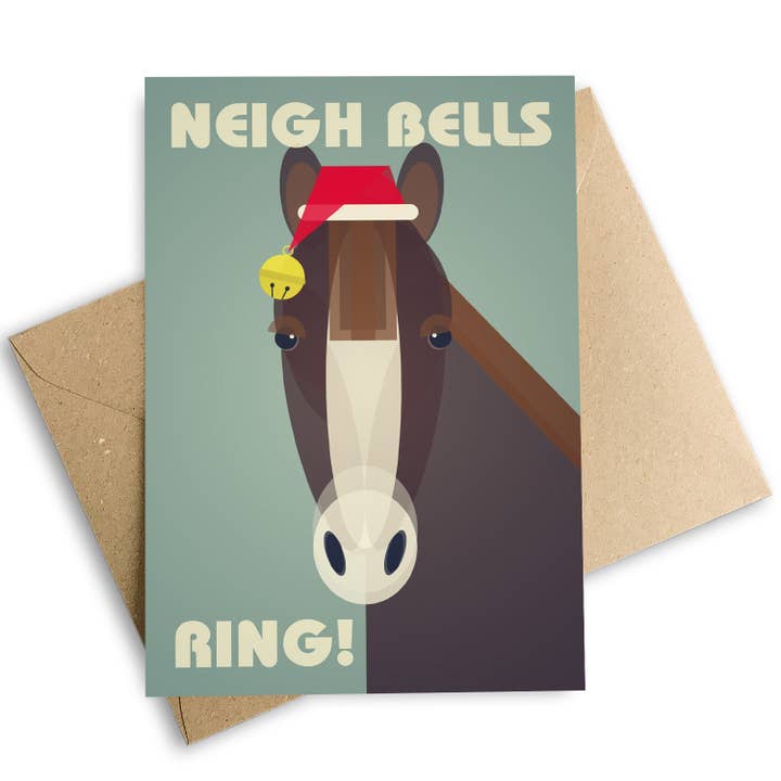 Carte de Noël Cheval Anneau Neigh Bells pour la vente par Cloud Cuckoo Design