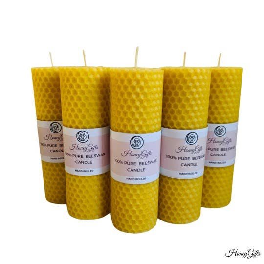 HoneyGifts - Wholesale Pillar Candle - 100% Pure hand rolled beeswax candles,  honey candles2